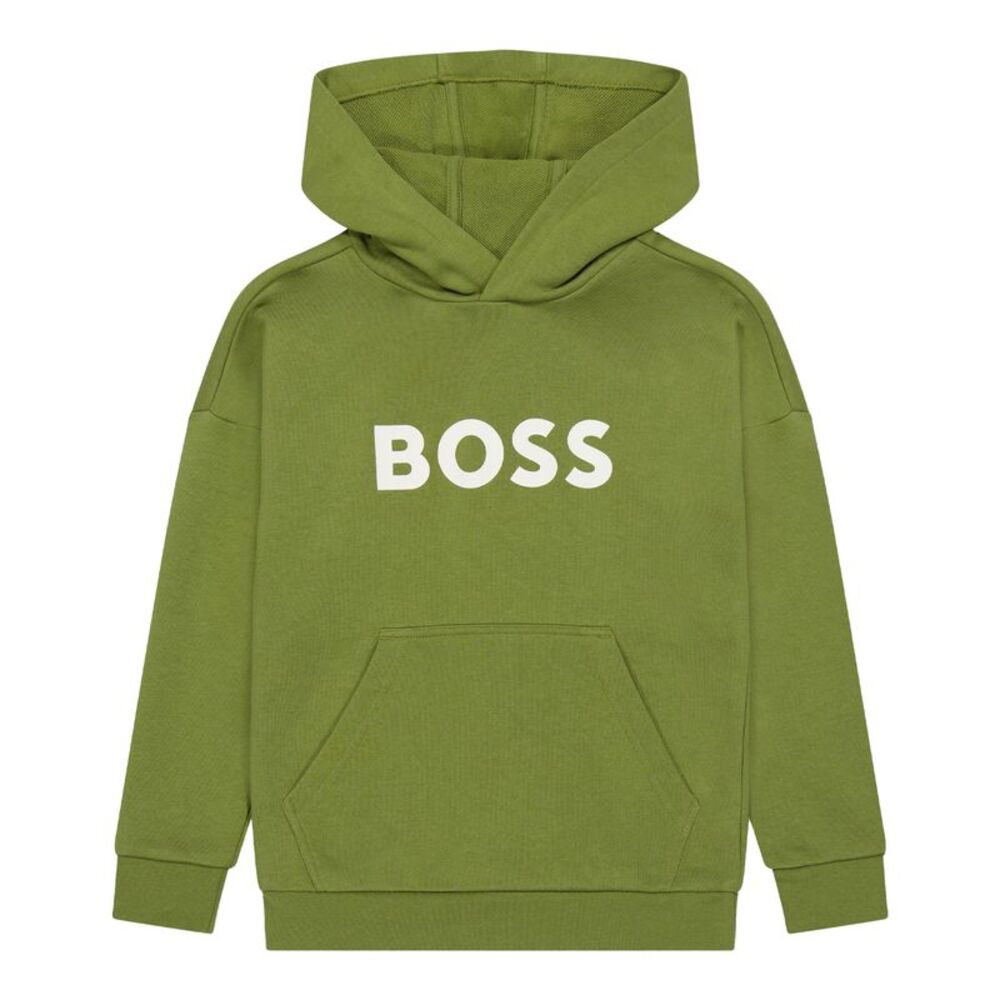 Boss Childrens/Kids Lettering Print Regular Hoodie / Green